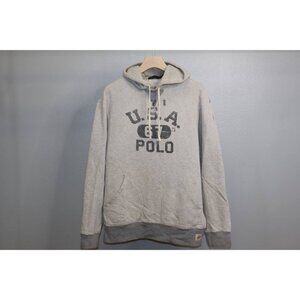 Vintage Polo Ralph Lauren USA 67 Hoodie Men’s XL Gray Spellout Athletic Goods